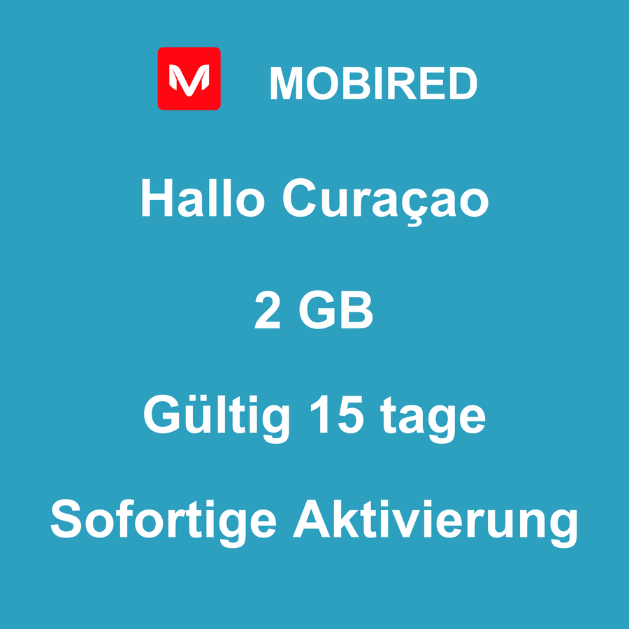 eSIM Curaçao Internet 2 GB – 15 tage | Mobired Hallo Curaçao