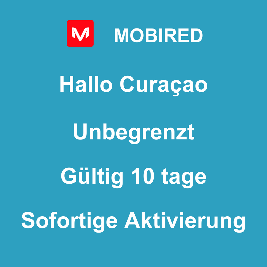 eSIM Curaçao Internet Unbegrenzt – 10 tage | Mobired Hallo Curaçao