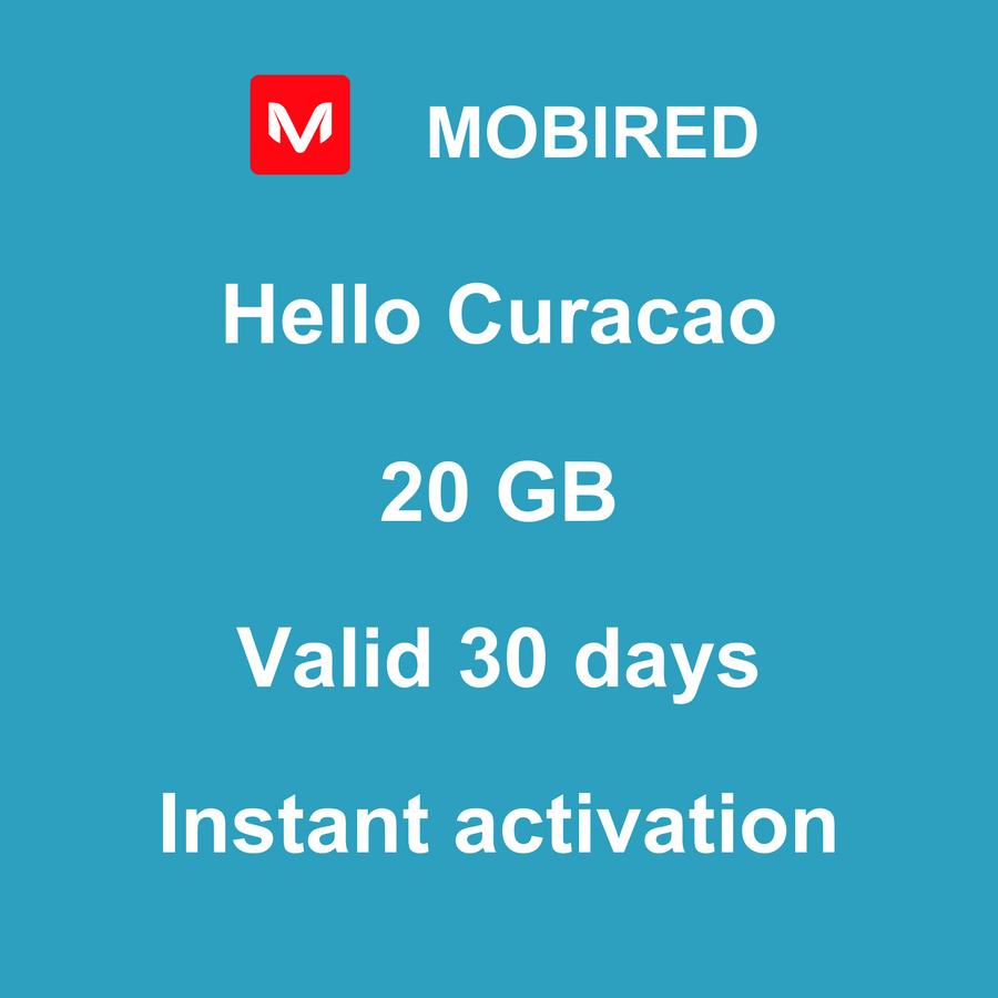 eSIM Curacao Internet 20 GB – 30 days | Mobired Hello Curacao