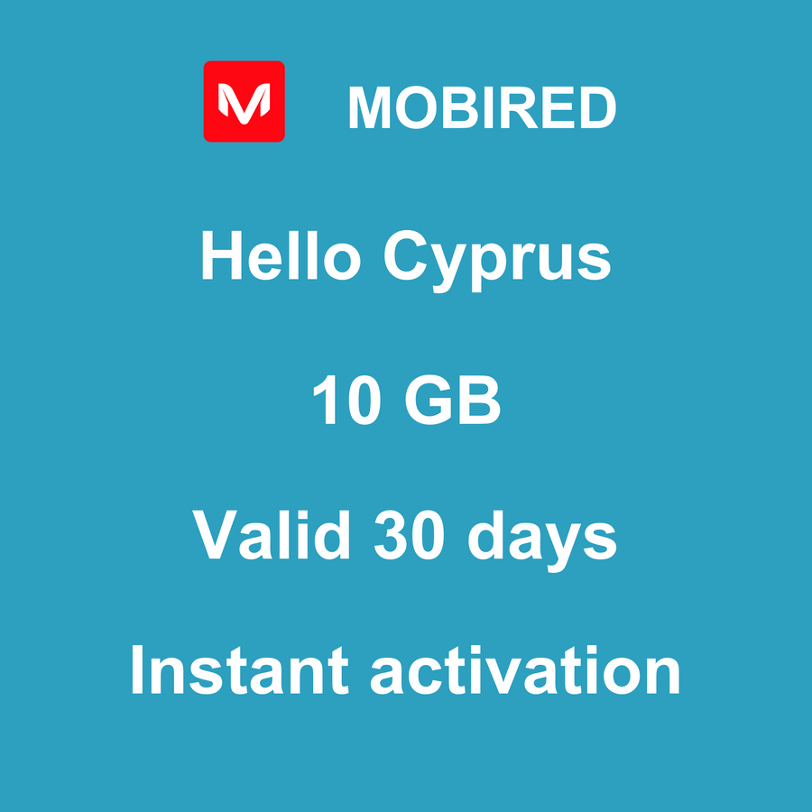 eSIM Cyprus Internet 10 GB – 30 days | Mobired Hello Cyprus