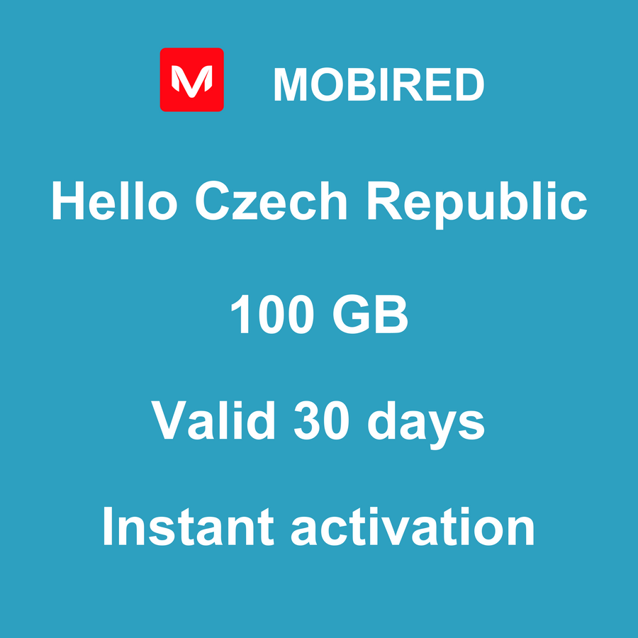 eSIM Czech Republic Internet 100 GB – 30 days | Mobired Hello Czech Republic
