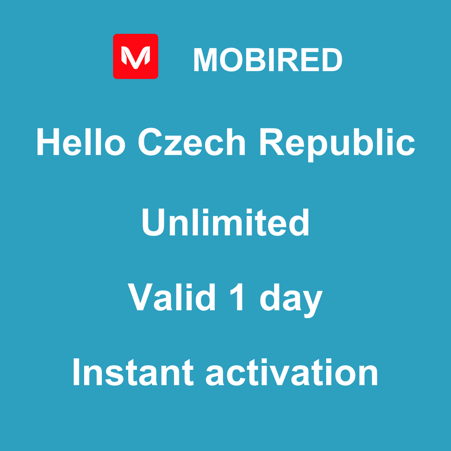 eSIM Czech Republic Internet unlimited – 1 day | Mobired Hello Czech Republic