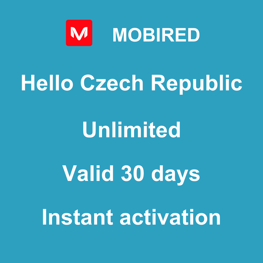eSIM Czech Republic Internet unlimited – 30 days | Mobired Hello Czech Republic