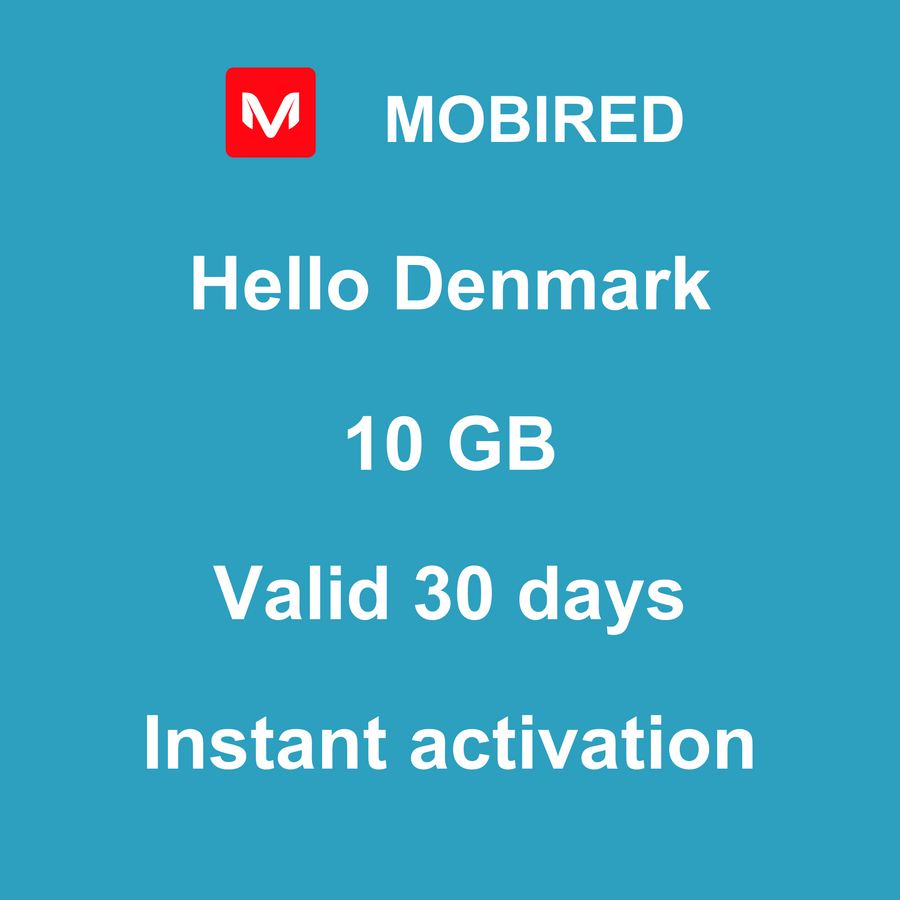 eSIM Denmark Internet 10 GB – 30 days | Mobired Hello Denmark