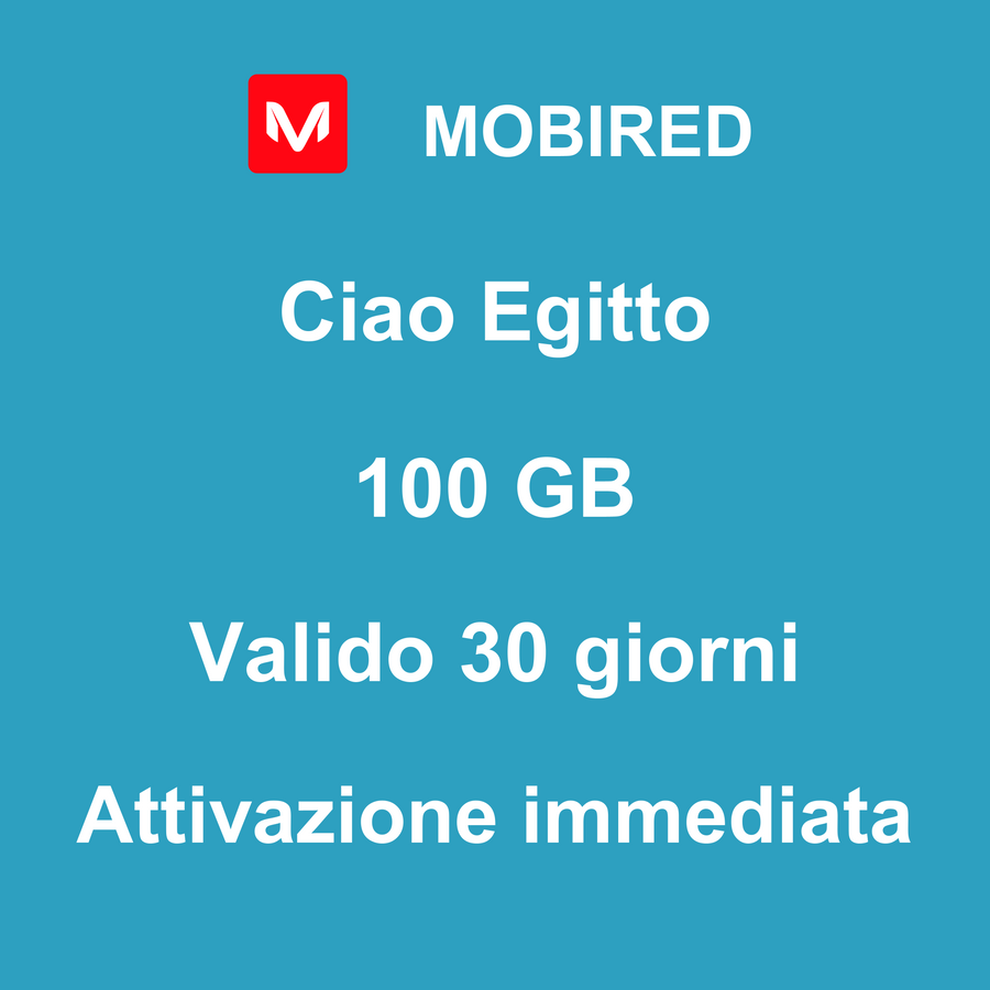 eSIM Egitto Internet 100 GB – 30 giorni | Mobired Ciao Egitto