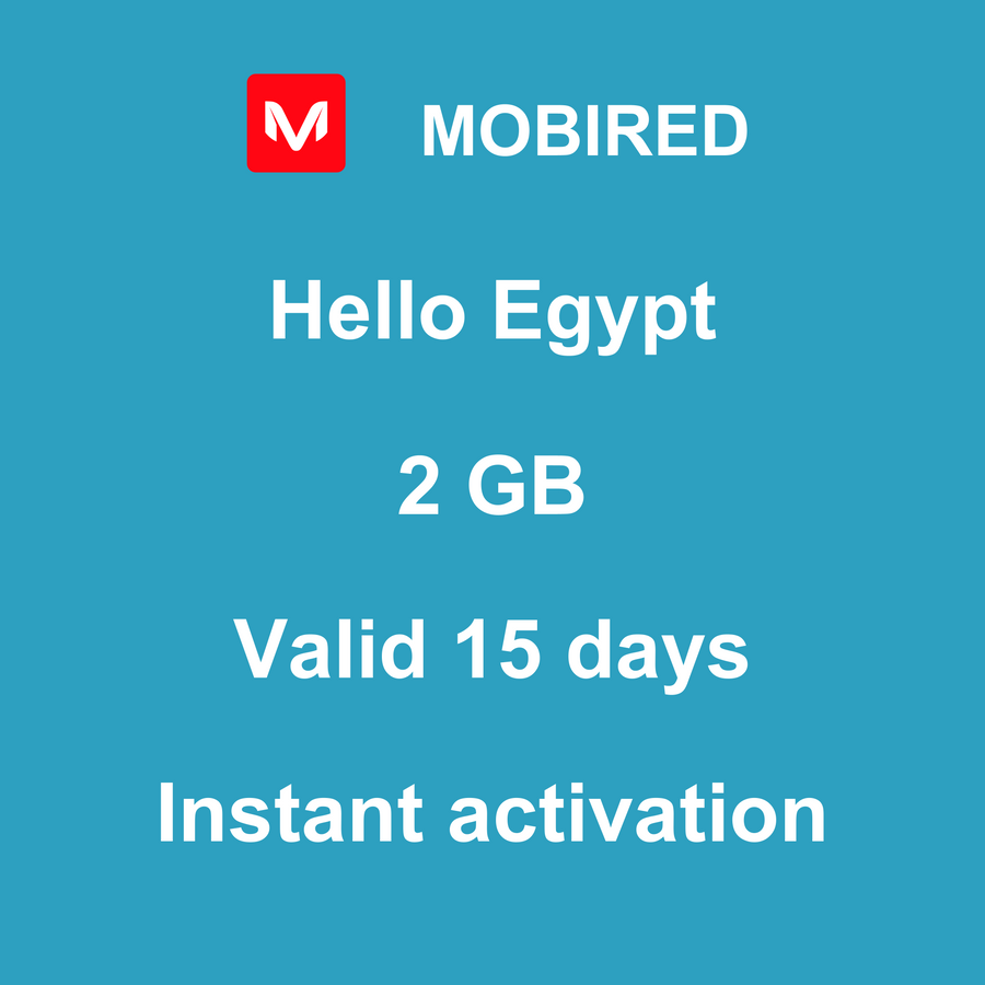 eSIM Egypt Internet 2 GB – 15 days | Mobired Hello Egypt