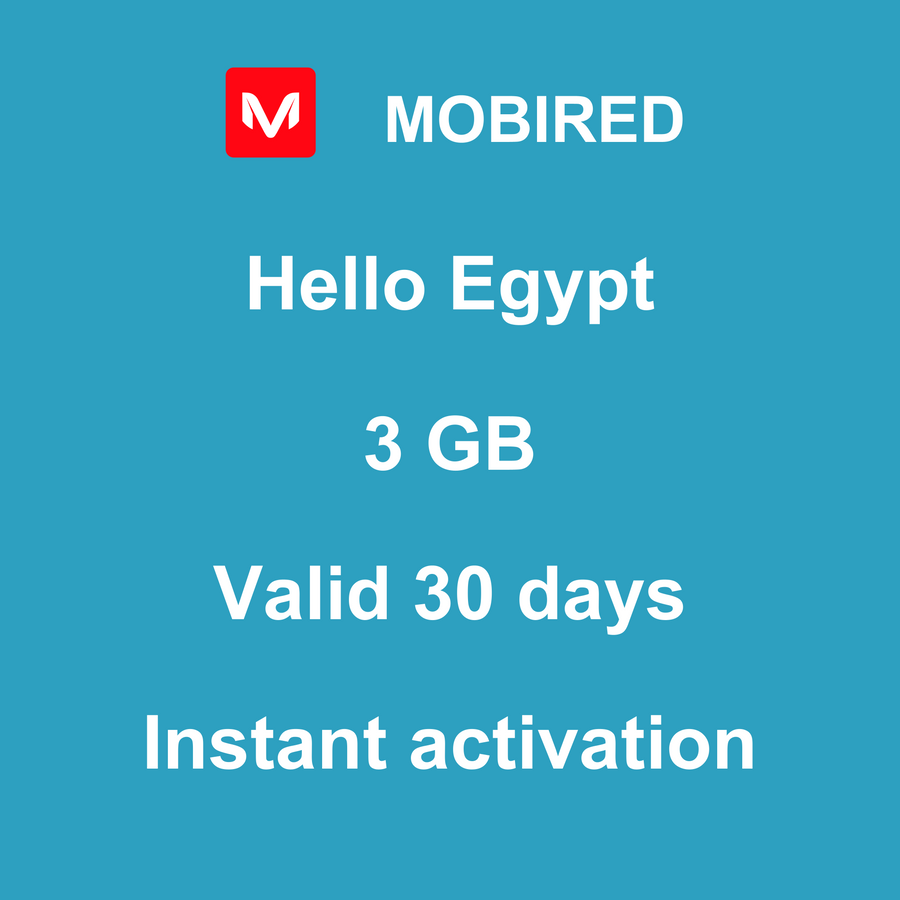 eSIM Egypt Internet 3 GB – 30 days | Mobired Hello Egypt