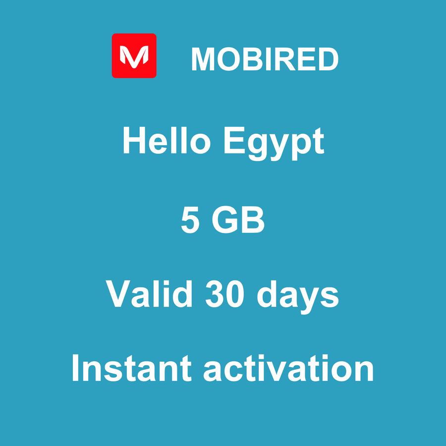 eSIM Egypt Internet 5 GB – 30 days | Mobired Hello Egypt