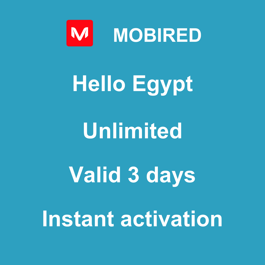 eSIM Egypt Internet unlimited – 3 days | Mobired Hello Egypt