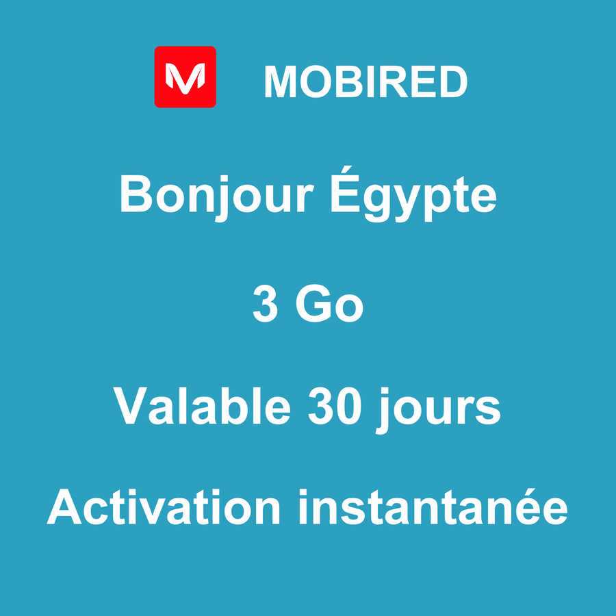 eSIM Égypte Internet 3 Go – 30 jours | Mobired Bonjour Égypte