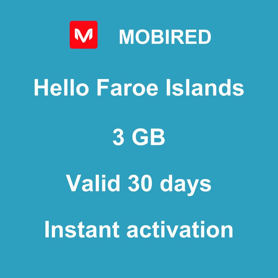 eSIM Faroe Islands Internet 3 GB – 30 days | Mobired Hello Faroe Islands
