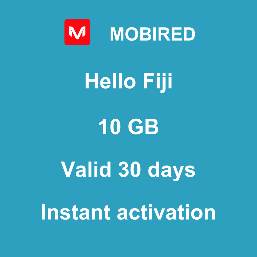 eSIM Fiji Internet 10 GB – 30 days | Mobired Hello Fiji