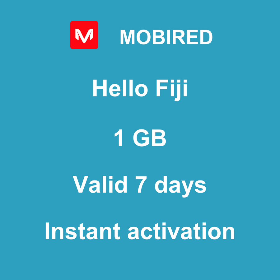 eSIM Fiji Internet 1 GB – 7 days | Mobired Hello Fiji