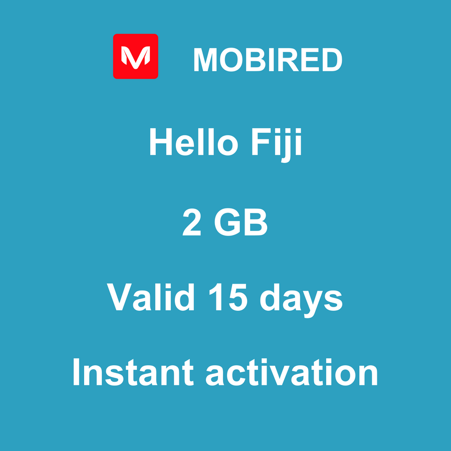 eSIM Fiji Internet 2 GB – 15 days | Mobired Hello Fiji
