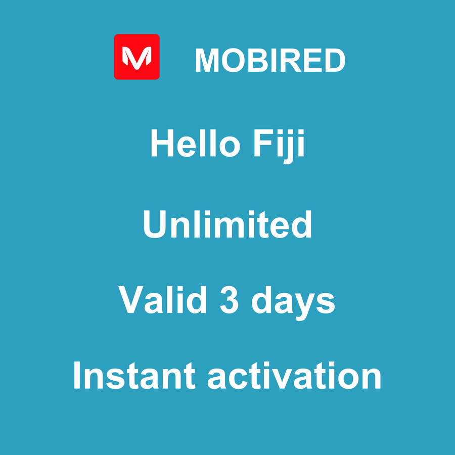 eSIM Fiji Internet unlimited – 3 days | Mobired Hello Fiji