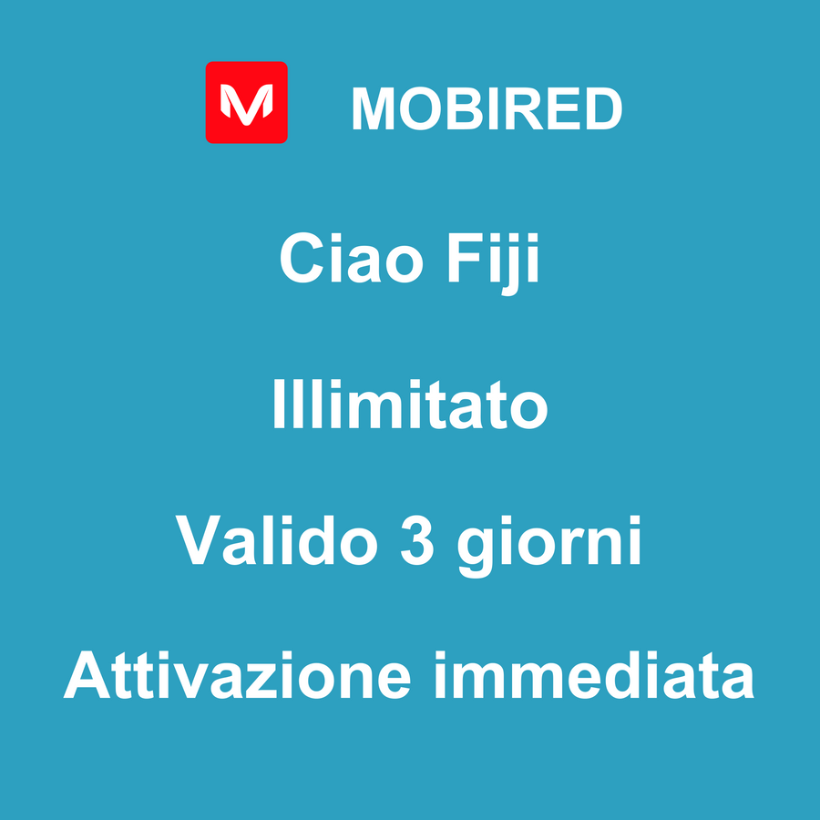 eSIM Fiji Internet Illimitato – 3 giorni | Mobired Ciao Fiji