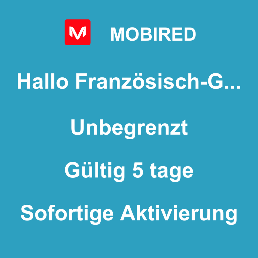 eSIM Französisch-Guayana Internet Unbegrenzt – 5 tage | Mobired Hallo Französisch-Guayana