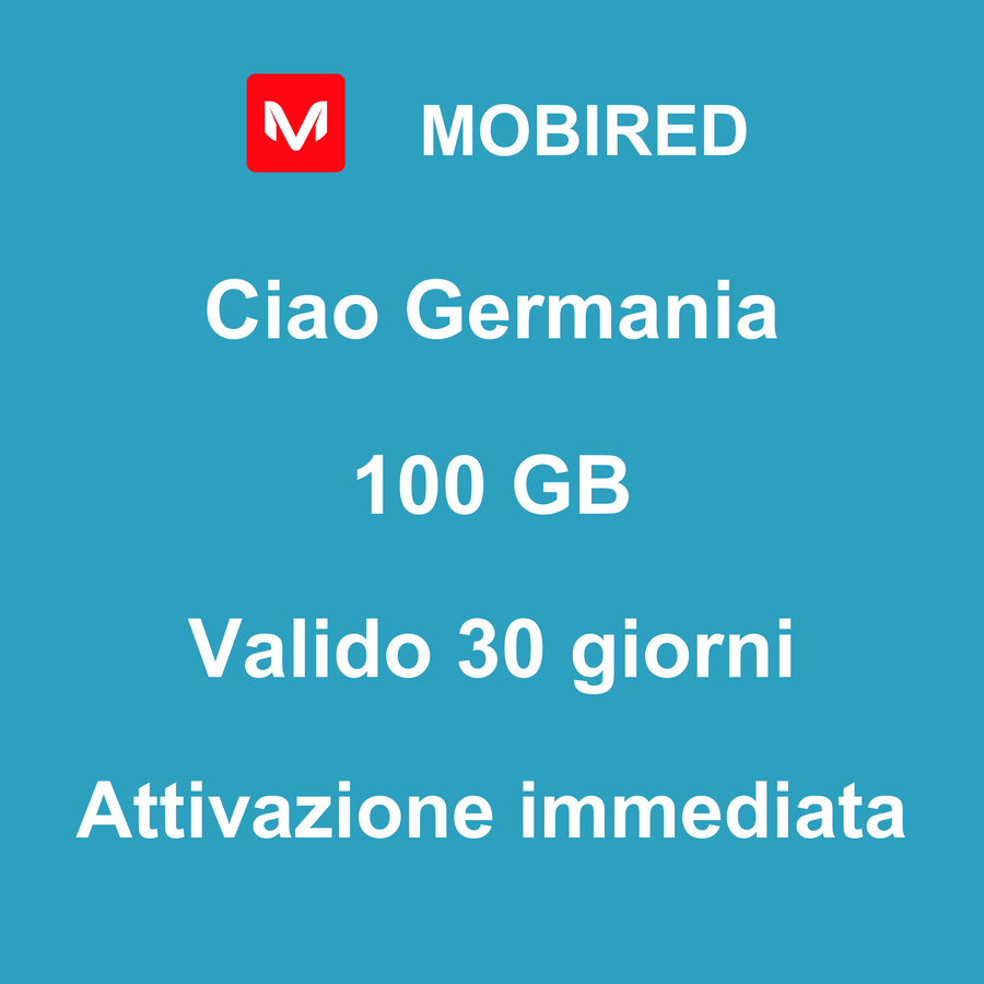 eSIM Germania Internet 100 GB – 30 giorni | Mobired Ciao Germania