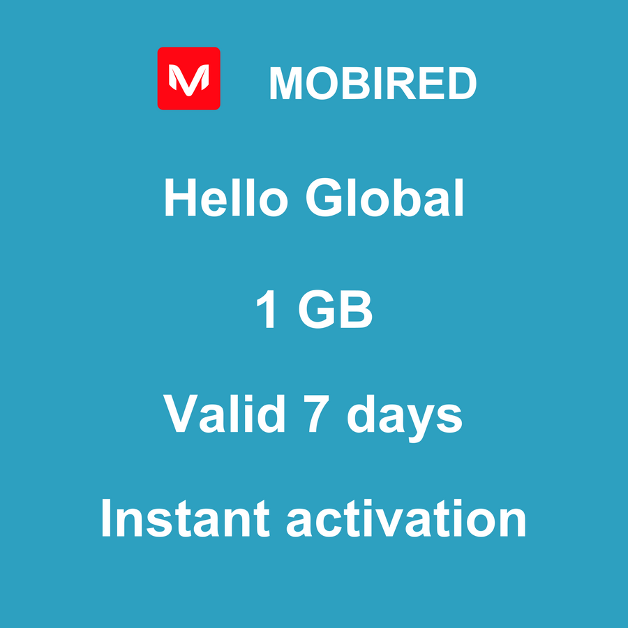 eSIM Global Internet 1 GB – 7 days | Mobired Hello Global
