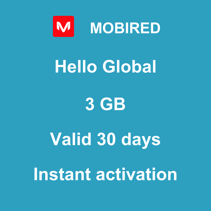eSIM Global Internet 3 GB – 30 days | Mobired Hello Global
