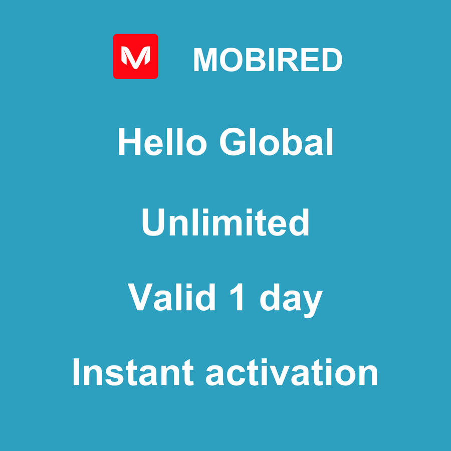 eSIM Global Internet unlimited – 1 day | Mobired Hello Global