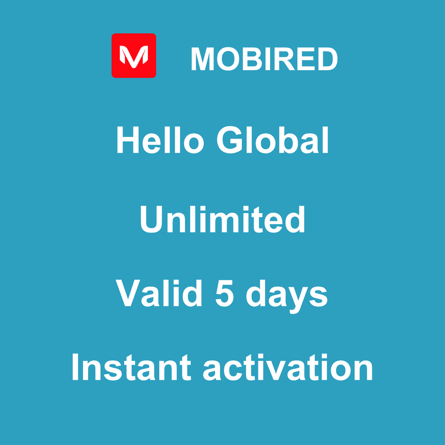 eSIM Global Internet unlimited – 5 days | Mobired Hello Global