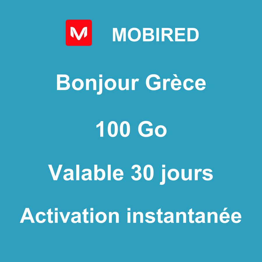 eSIM Grèce Internet 100 Go – 30 jours | Mobired Bonjour Grèce