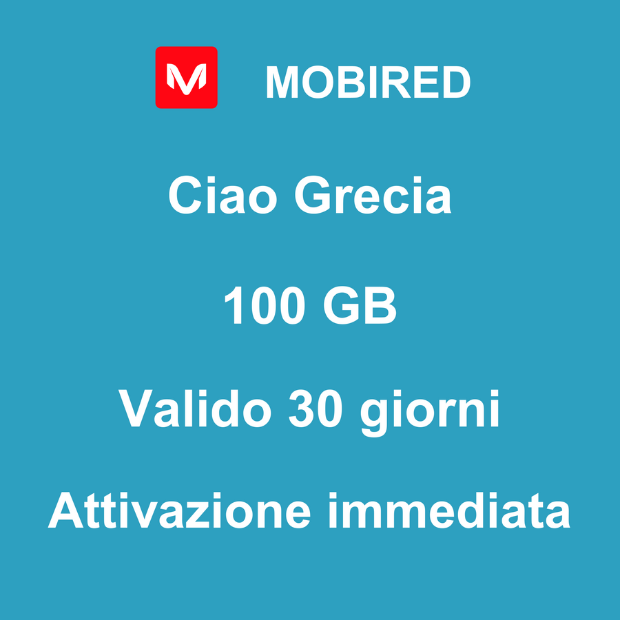 eSIM Grecia Internet 100 GB – 30 giorni | Mobired Ciao Grecia