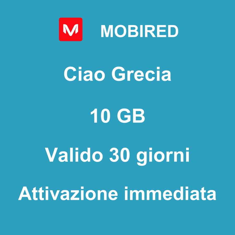 eSIM Grecia Internet 10 GB – 30 giorni | Mobired Ciao Grecia