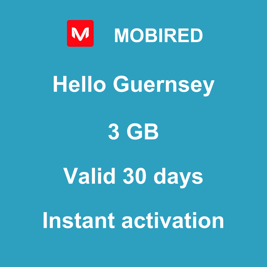 eSIM Guernsey Internet 3 GB – 30 days | Mobired Hello Guernsey