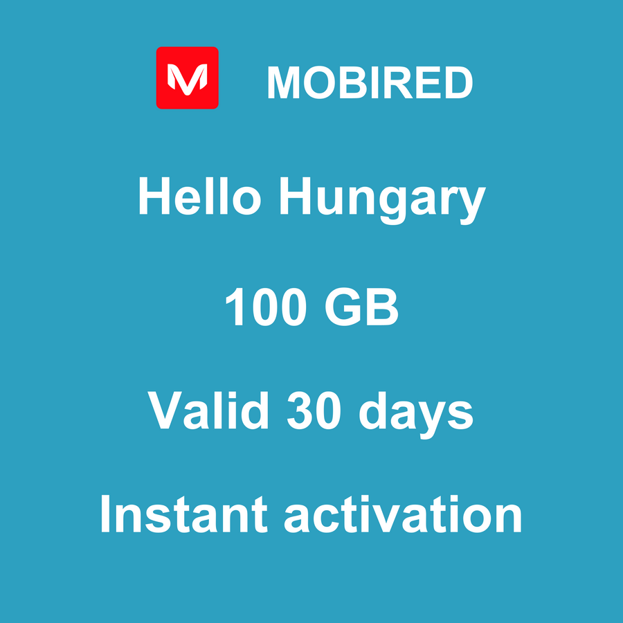 eSIM Hungary Internet 100 GB – 30 days | Mobired Hello Hungary
