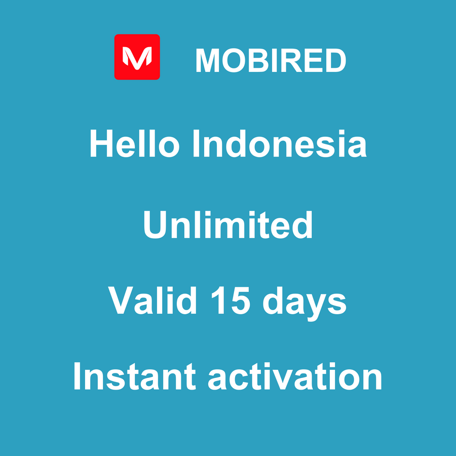 eSIM Indonesia Internet unlimited – 15 days | Mobired Hello Indonesia