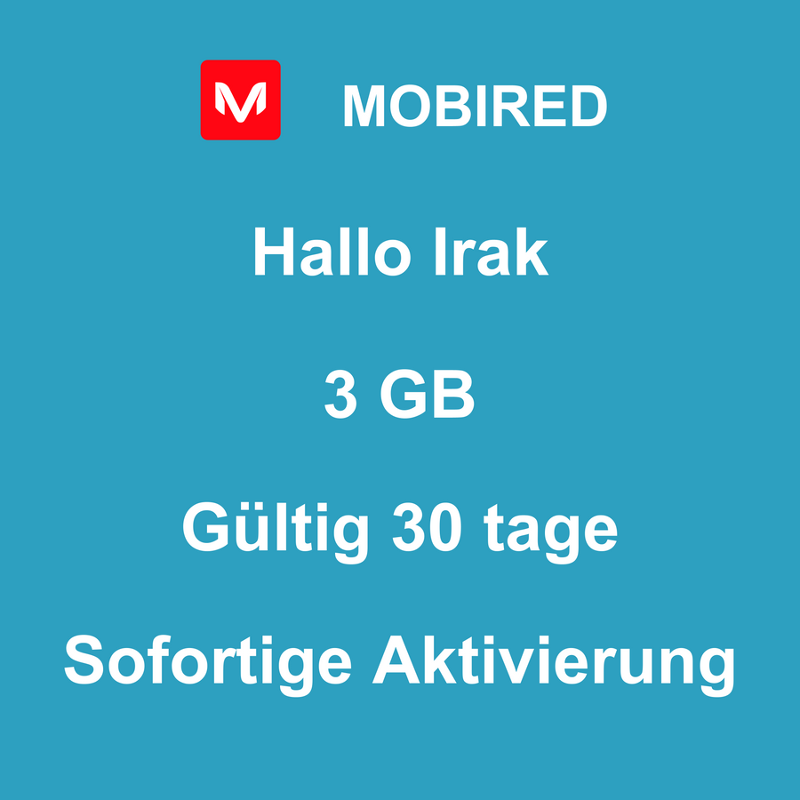 eSIM Irak Internet 3 GB – 30 tage | Mobired Hallo Irak