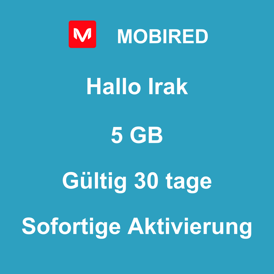 eSIM Irak Internet 5 GB – 30 tage | Mobired Hallo Irak