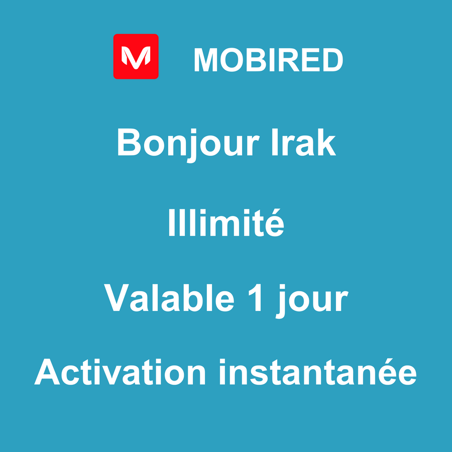 eSIM Irak Internet Illimité – 1 jour | Mobired Bonjour Irak