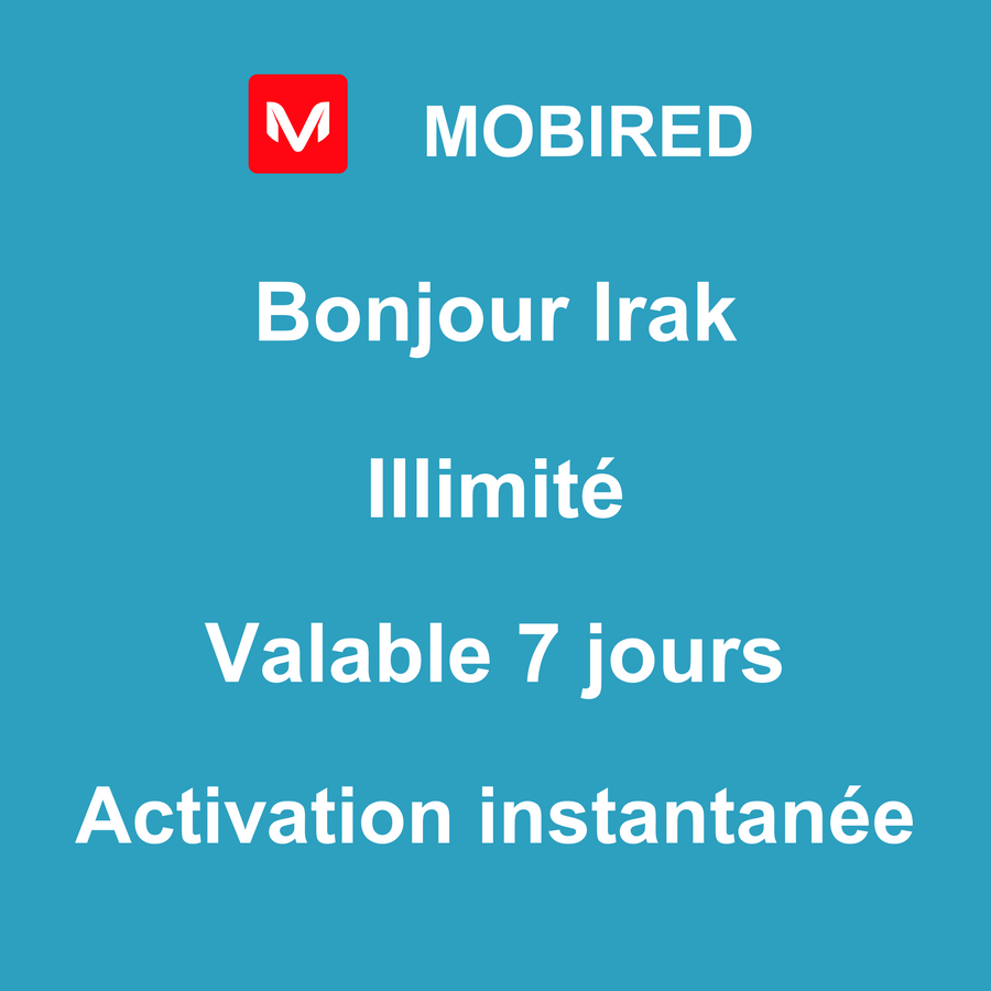 eSIM Irak Internet Illimité – 7 jours | Mobired Bonjour Irak