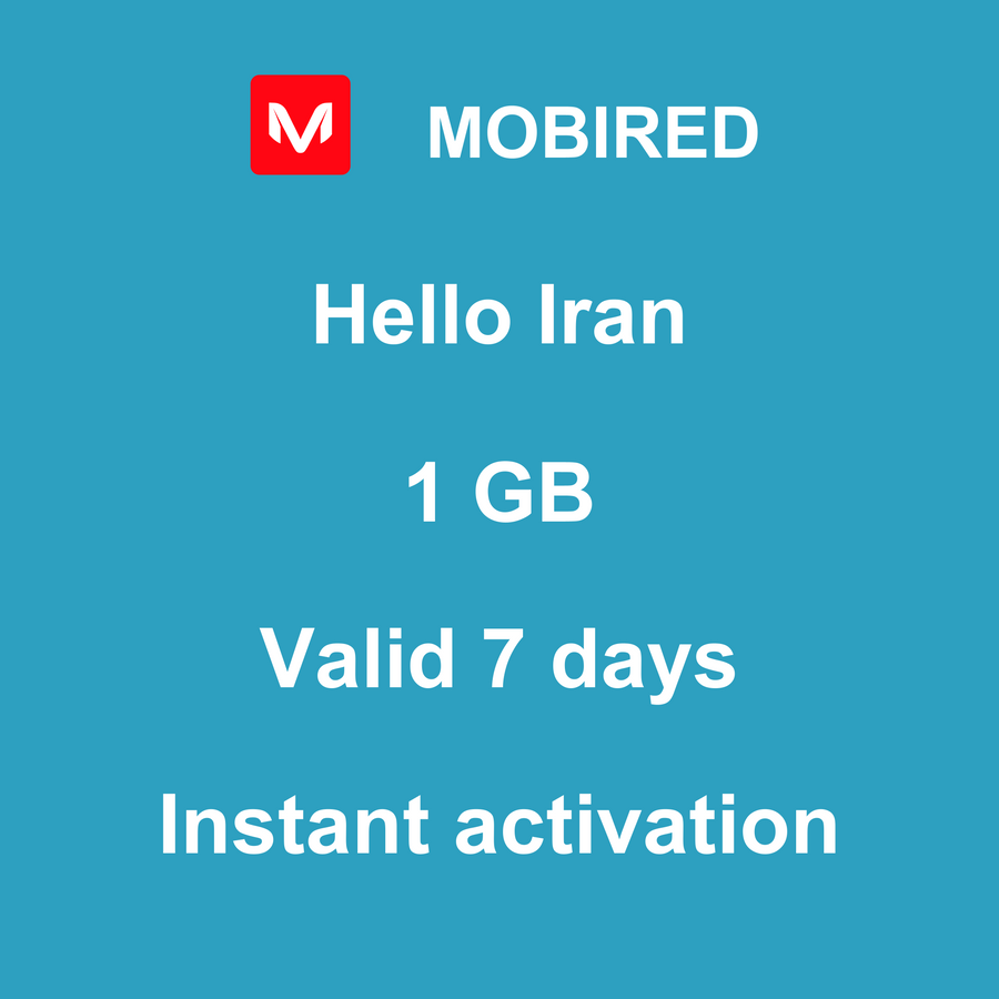 eSIM Iran-Islamic Republic of Internet 1 GB – 7 days | Mobired Hello Iran-Islamic Republic of