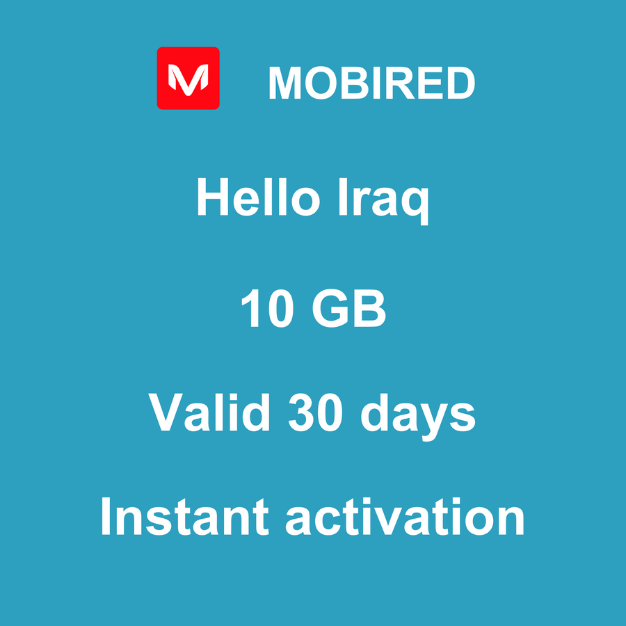 eSIM Iraq Internet 10 GB – 30 days | Mobired Hello Iraq
