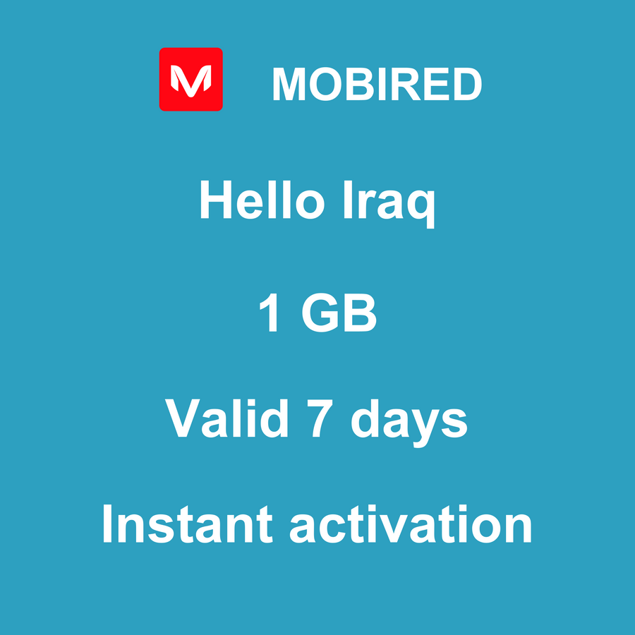 eSIM Iraq Internet 1 GB – 7 days | Mobired Hello Iraq