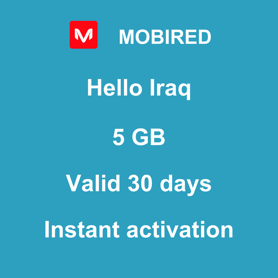 eSIM Iraq Internet 5 GB – 30 days | Mobired Hello Iraq