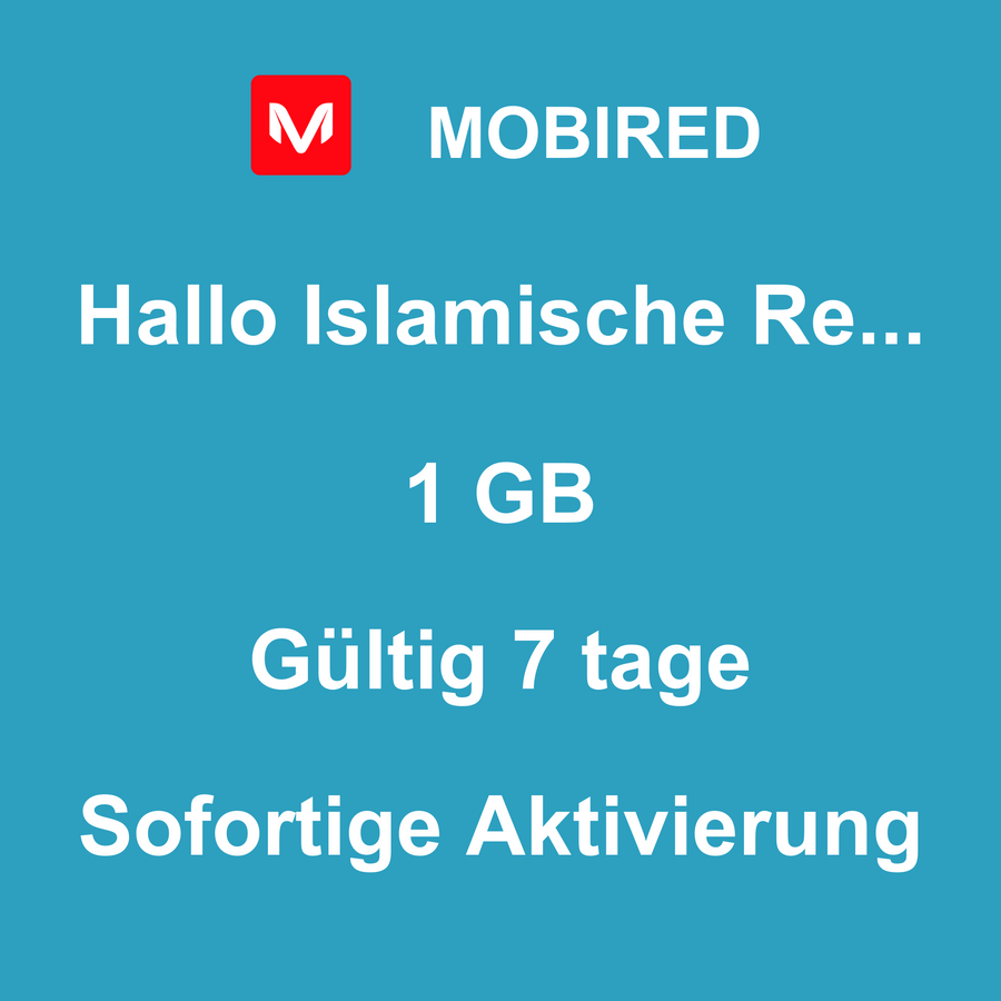 eSIM Islamische Republik Iran Internet 1 GB – 7 tage | Mobired Hallo Islamische Republik Iran