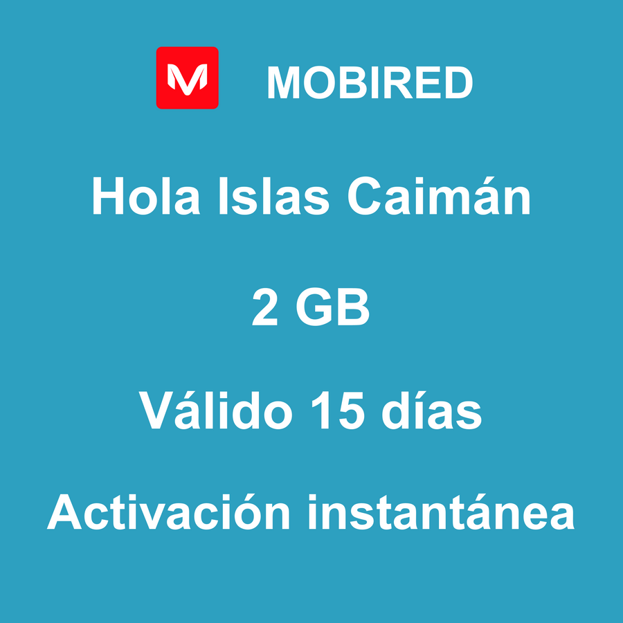 eSIM Islas Caimán Internet 2 GB – 15 días | Mobired Hola Islas Caimán