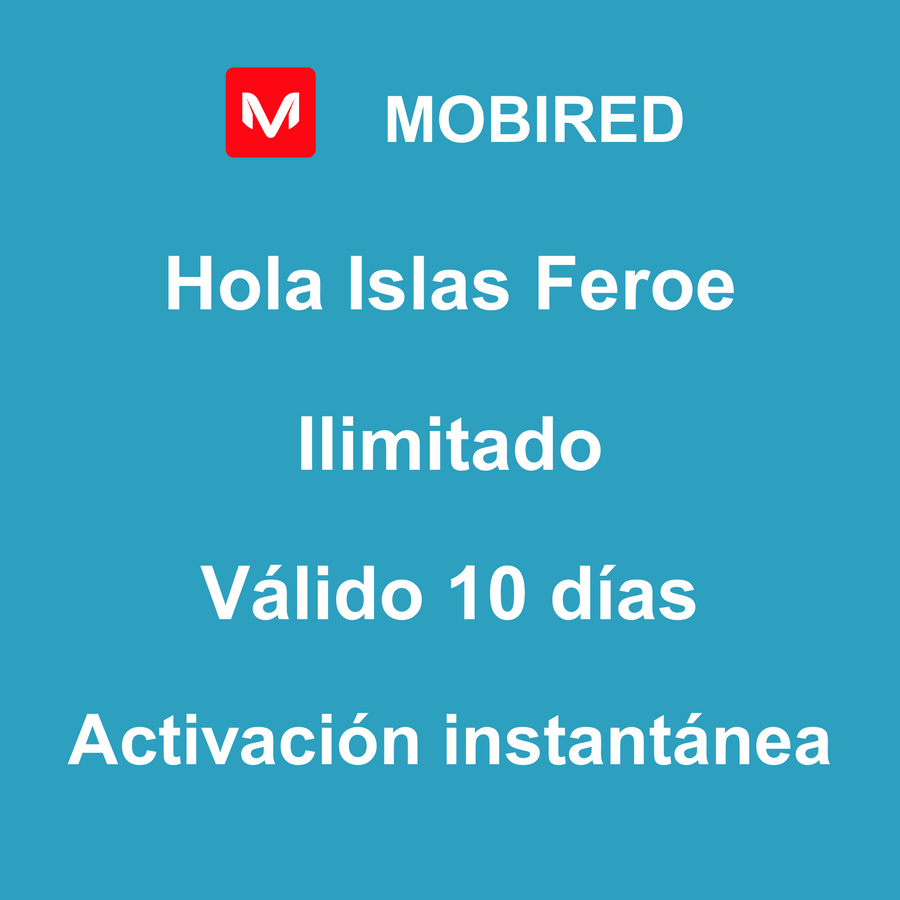 eSIM Islas Feroe Internet Ilimitado – 10 días | Mobired Hola Islas Feroe