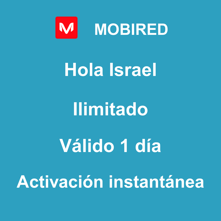 eSIM Israel Internet Ilimitado – 1 día | Mobired Hola Israel