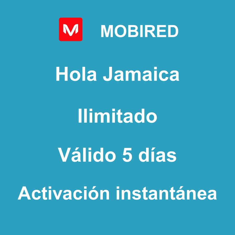 eSIM Jamaica Internet Ilimitado – 5 días | Mobired Hola Jamaica