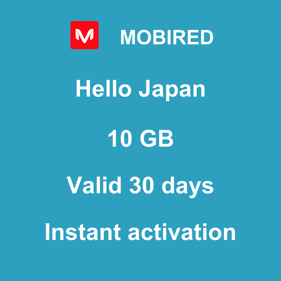 eSIM Japan Internet 10 GB – 30 days | Mobired Hello Japan