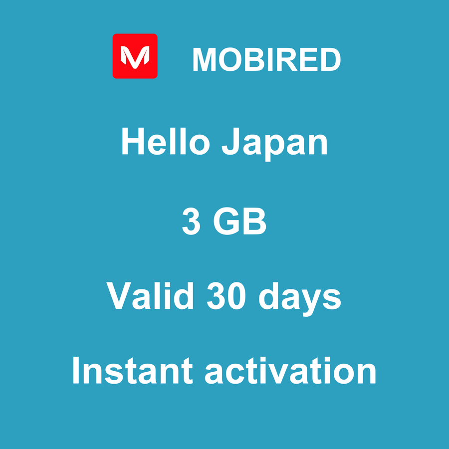 eSIM Japan Internet 3 GB – 30 days | Mobired Hello Japan