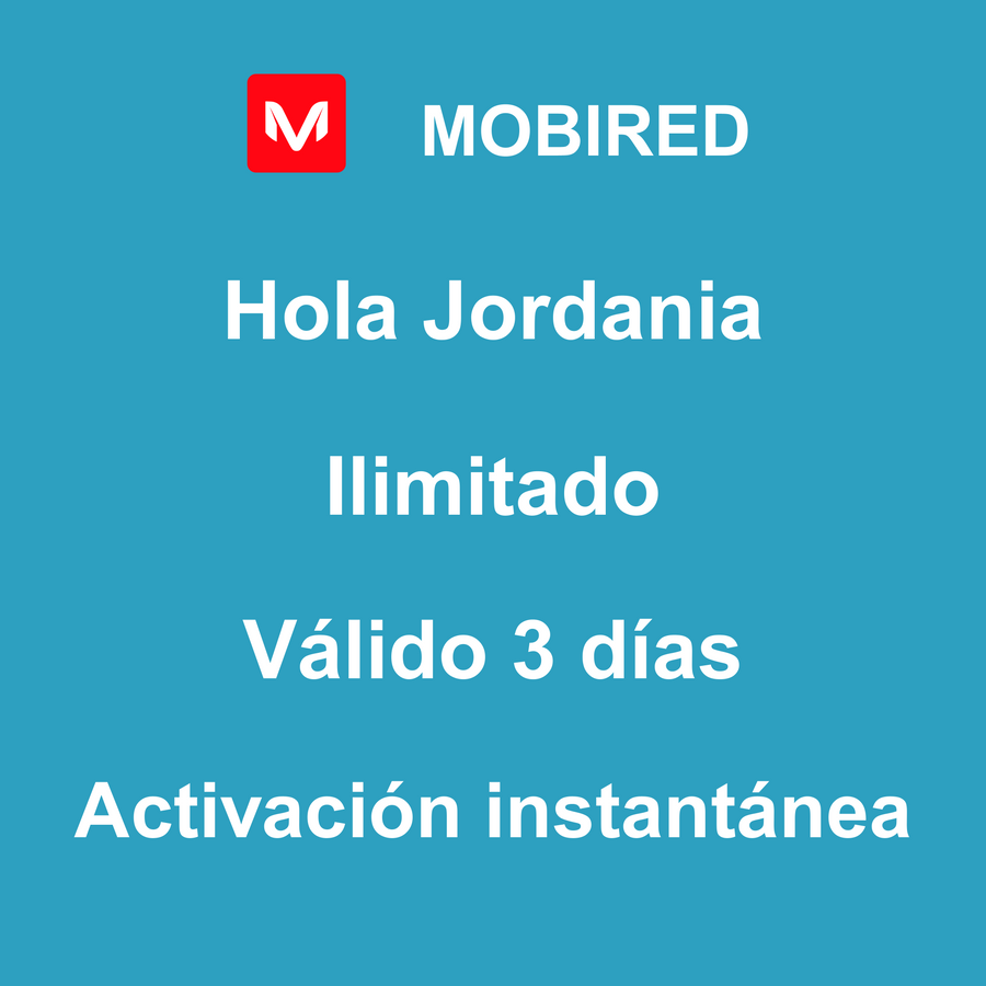 eSIM Jordania Internet Ilimitado – 3 días | Mobired Hola Jordania
