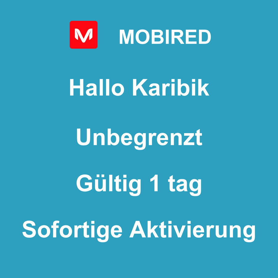 eSIM Karibik Internet Unbegrenzt – 1 tag | Mobired Hallo Karibik