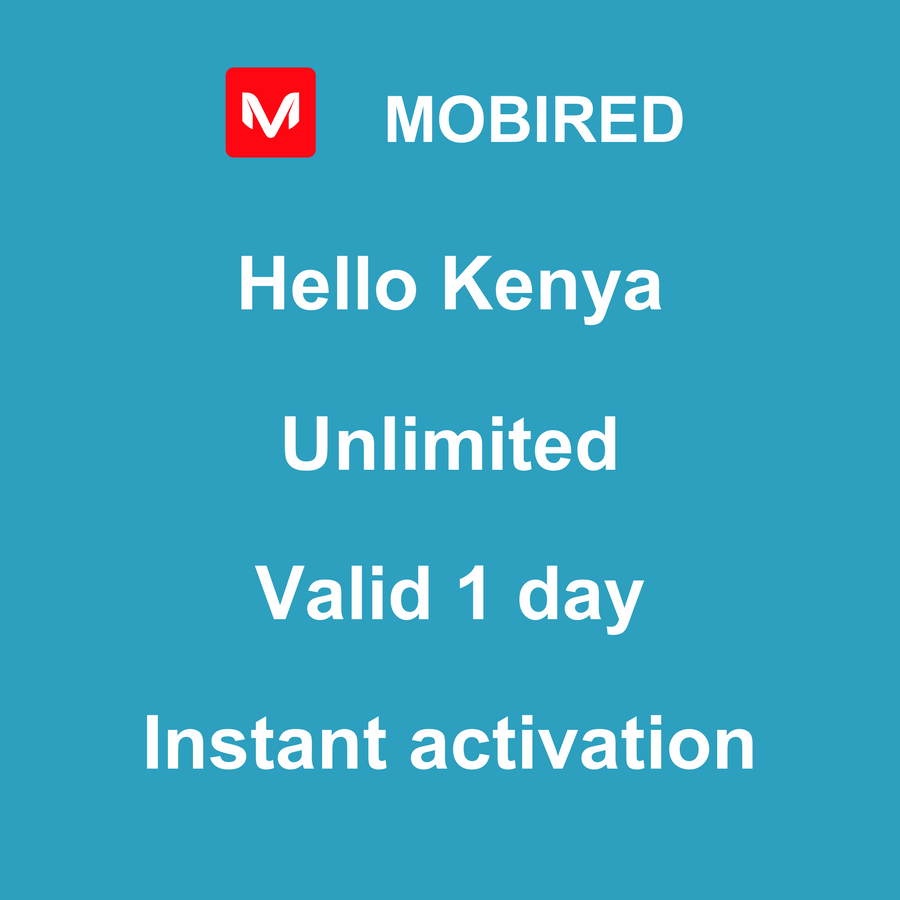 eSIM Kenya Internet unlimited – 1 day | Mobired Hello Kenya
